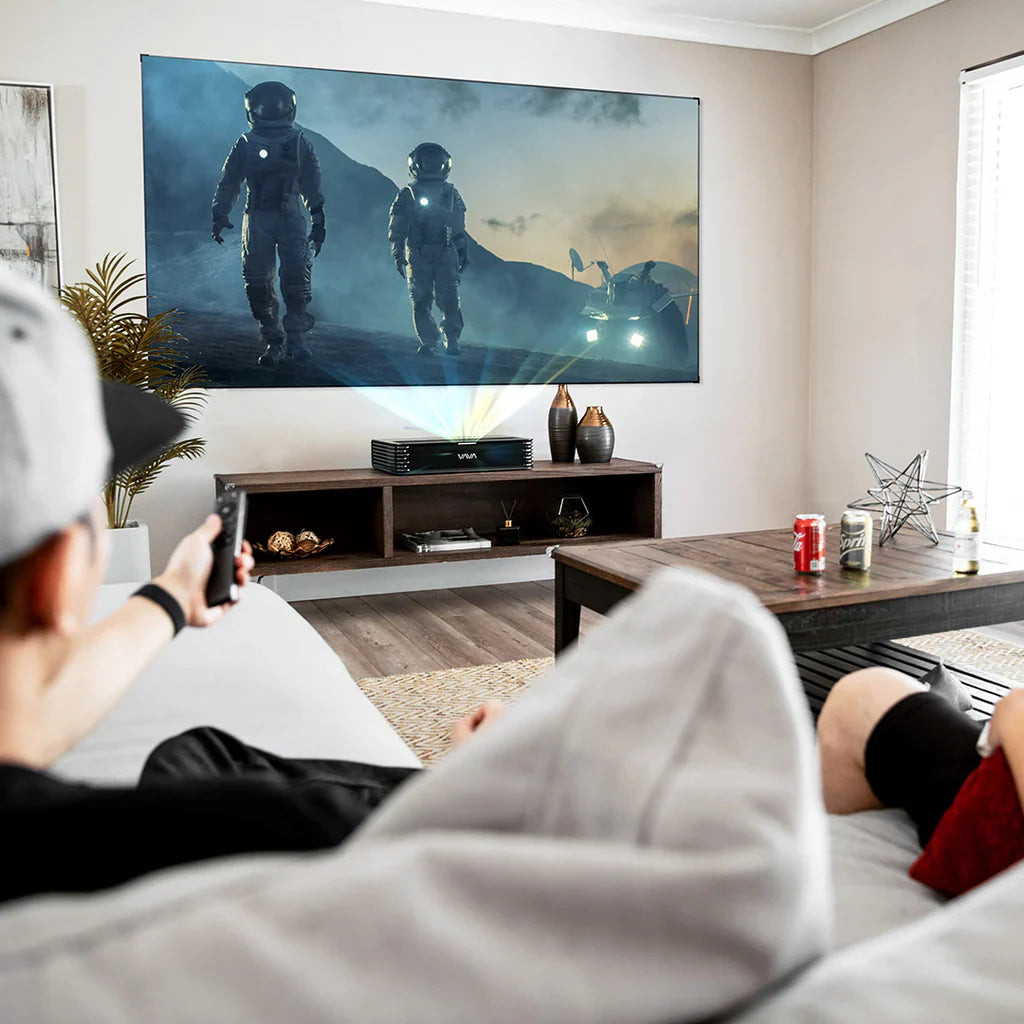 DD 120" 4K Ultra Short Throw Laser TV with Motorized ALR Screen & Furniture