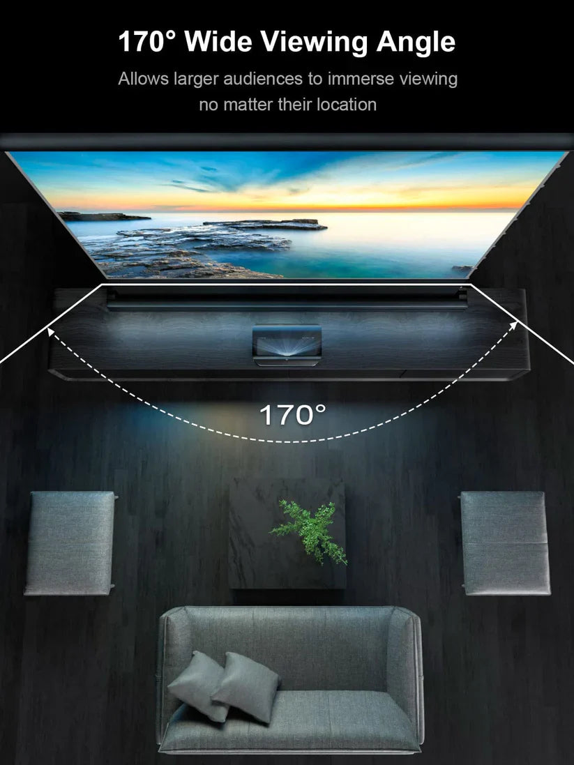 DD 120" 4K Ultra Short Throw Laser TV with Motorized ALR Screen & Furniture