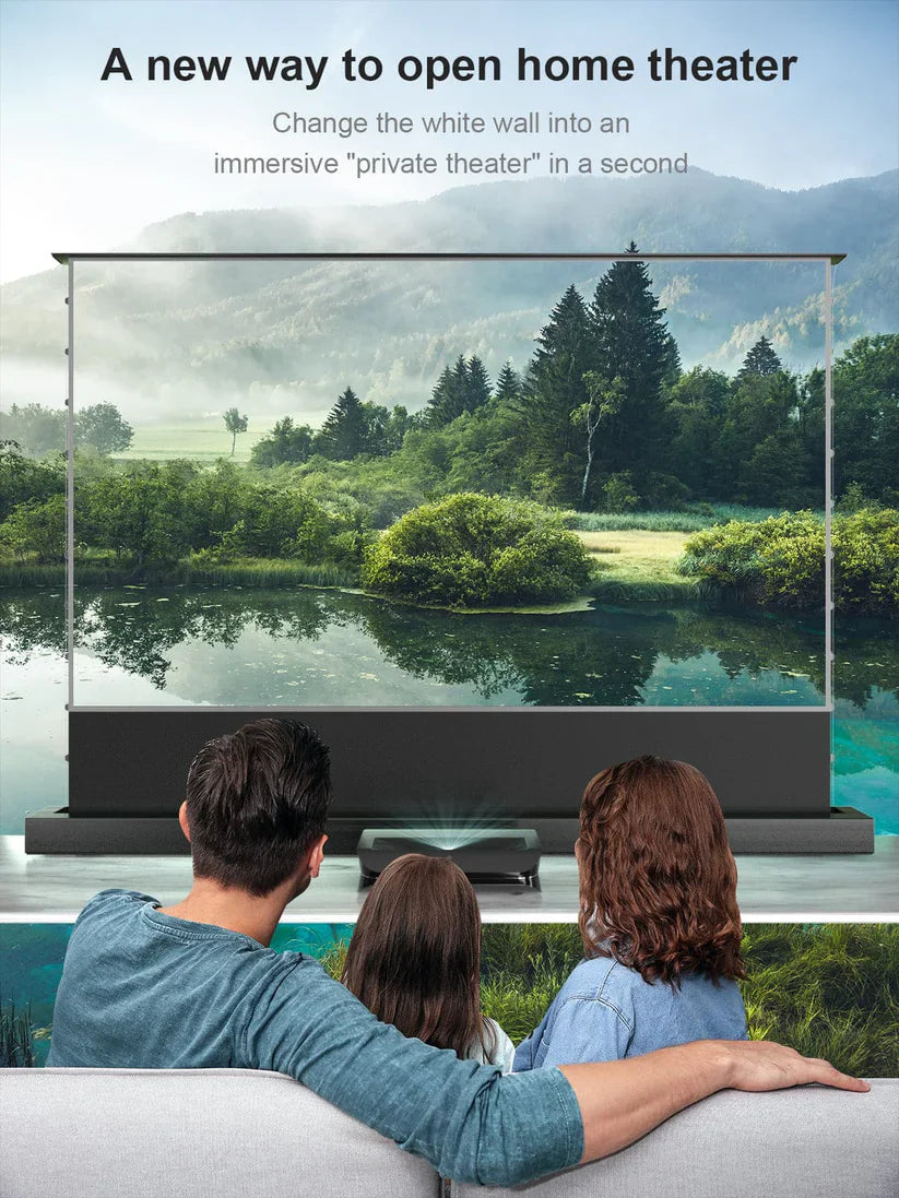 DD 100" 4K Ultra Short Throw Laser TV with Motorized ALR Screen & Furniture